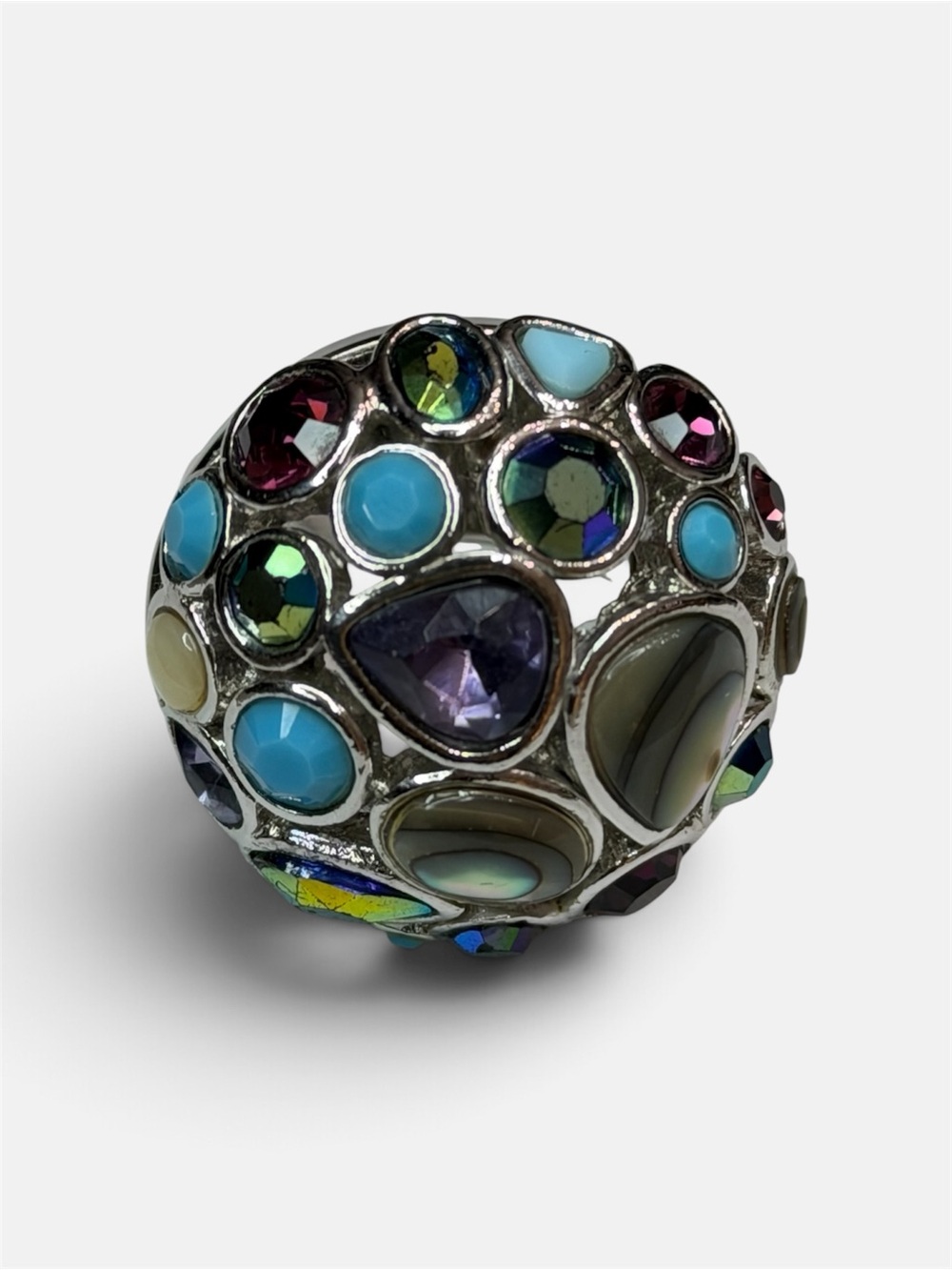 Lia Sophia - Fireworks silver tone dome ring size 8 - Picture 3 of 6